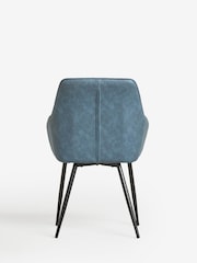 Set of 2 Arona Faux Leather Navy Blue Hamilton Black Leg Quilted Dining Chairs - Image 8 of 9