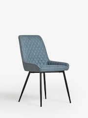 Set of 2 Arona Faux Leather Navy Blue Hamilton Black Leg Quilted Dining Chairs - Image 6 of 11