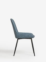 Set of 2 Arona Faux Leather Navy Blue Hamilton Black Leg Quilted Dining Chairs - Image 7 of 11