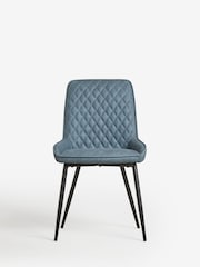 Set of 2 Arona Faux Leather Navy Blue Hamilton Black Leg Quilted Dining Chairs - Image 8 of 11