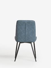 Set of 2 Arona Faux Leather Navy Blue Hamilton Black Leg Quilted Dining Chairs - Image 9 of 11
