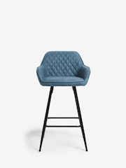 Arona Faux Leather Navy Blue Hamilton Fixed Height Quilted Kitchen Bar Stool - Image 2 of 8