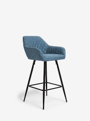 Arona Faux Leather Navy Blue Hamilton Fixed Height Quilted Kitchen Bar Stool - Image 3 of 8