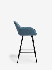 Arona Faux Leather Navy Blue Hamilton Fixed Height Quilted Kitchen Bar Stool - Image 4 of 8