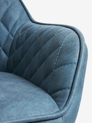Arona Faux Leather Navy Blue Hamilton Fixed Height Quilted Kitchen Bar Stool - Image 7 of 8