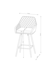 Arona Faux Leather Navy Blue Hamilton Fixed Height Quilted Kitchen Bar Stool - Image 8 of 8