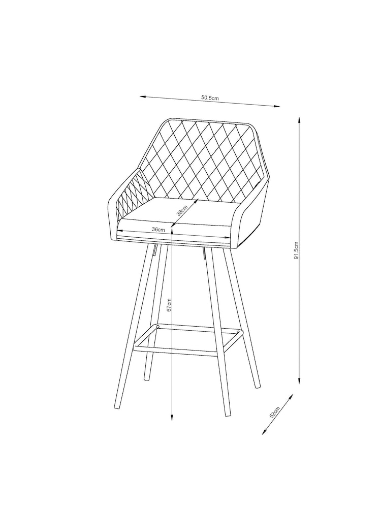 Arona Faux Leather Navy Blue Hamilton Fixed Height Quilted Kitchen Bar Stool - Image 8 of 8