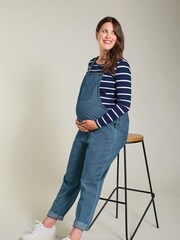 Frugi Maternity Organic Navy Blue Stripe Long Sleeve Top - Image 2 of 6