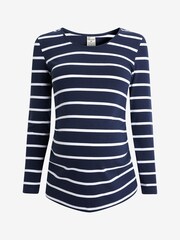 Frugi Maternity Organic Navy Blue Stripe Long Sleeve Top - Image 3 of 6