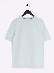 River Island Blue Textured Knitted T-Shirt - Image 4 of 5