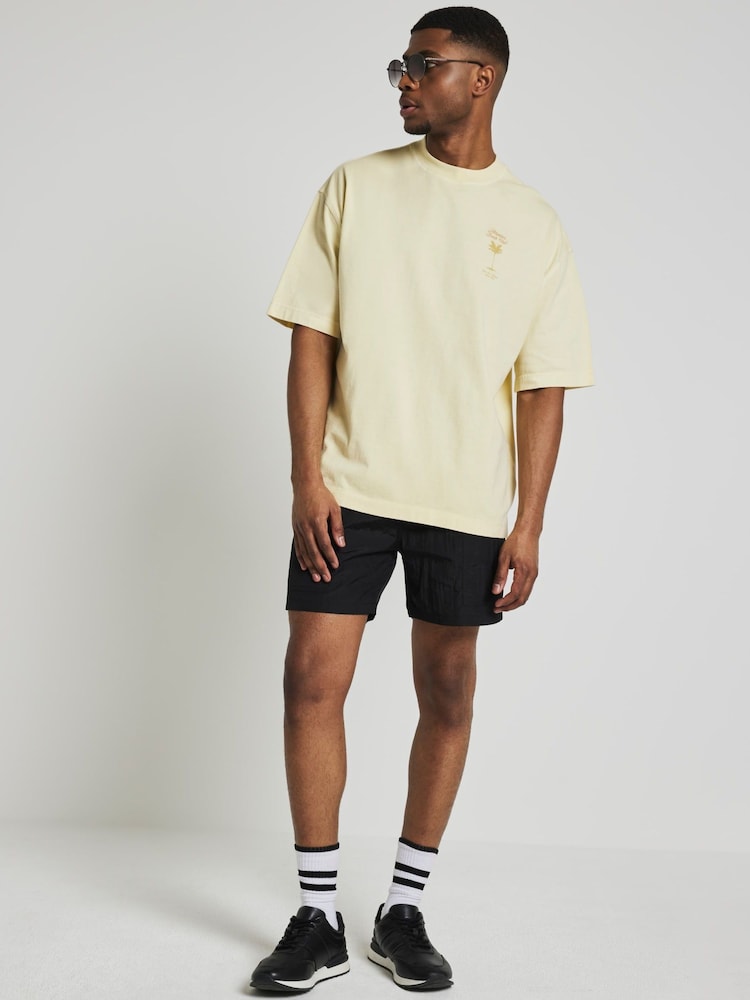 River Island Black Elasticated Swim Shorts - Image 1 of 4