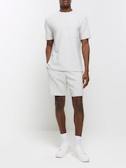 River Island Grey 100% Cotton Elasticated Ottoman Shorts - Image 1 of 4