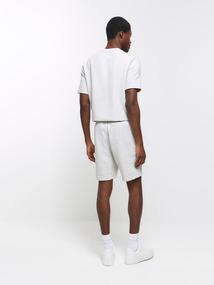 River Island Grey 100% Cotton Elasticated Ottoman Shorts - Image 2 of 4