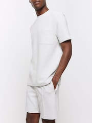 River Island Grey 100% Cotton Elasticated Ottoman Shorts - Image 3 of 4