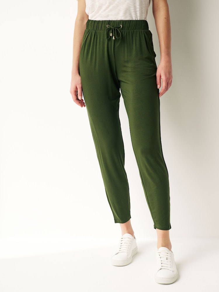 Dark Khaki Green Jersey Joggers - Image 1 of 6