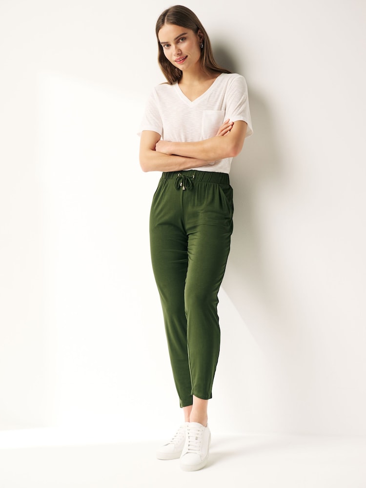 Dark Khaki Green Jersey Joggers - Image 2 of 6