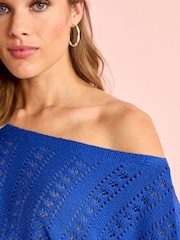 Cobalt Blue Off The Shoulder Knitted Top - Image 4 of 5