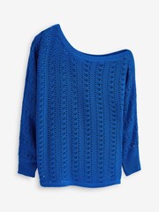 Cobalt Blue Off The Shoulder Knitted Top - Image 5 of 5