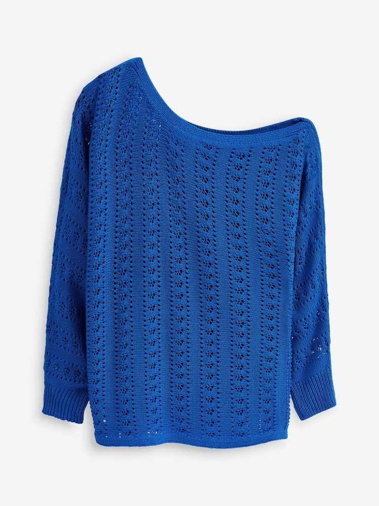 Cobalt Blue Off The Shoulder Knitted Top - Image 5 of 5