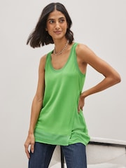 Bright Green Asymmetric Knit Tank Layer Top - Image 1 of 6