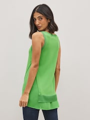 Bright Green Asymmetric Knit Tank Layer Top - Image 4 of 6