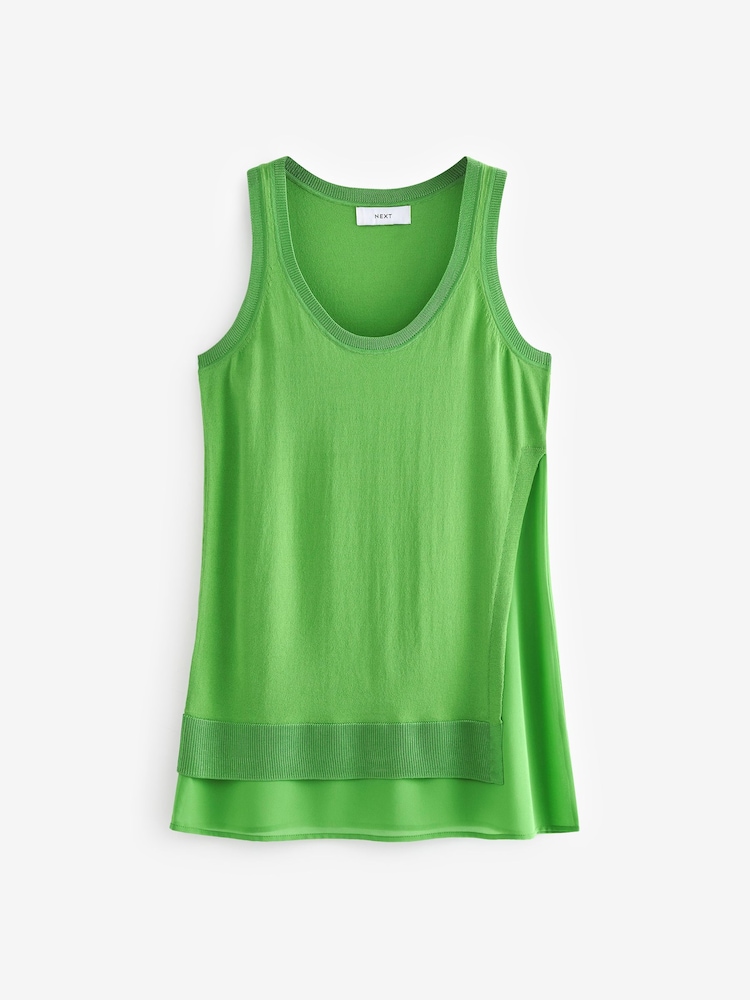 Bright Green Asymmetric Knit Tank Layer Top - Image 6 of 6