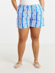 Simply Be Blue Blue Stripe Embroidered Shorts - Image 3 of 4