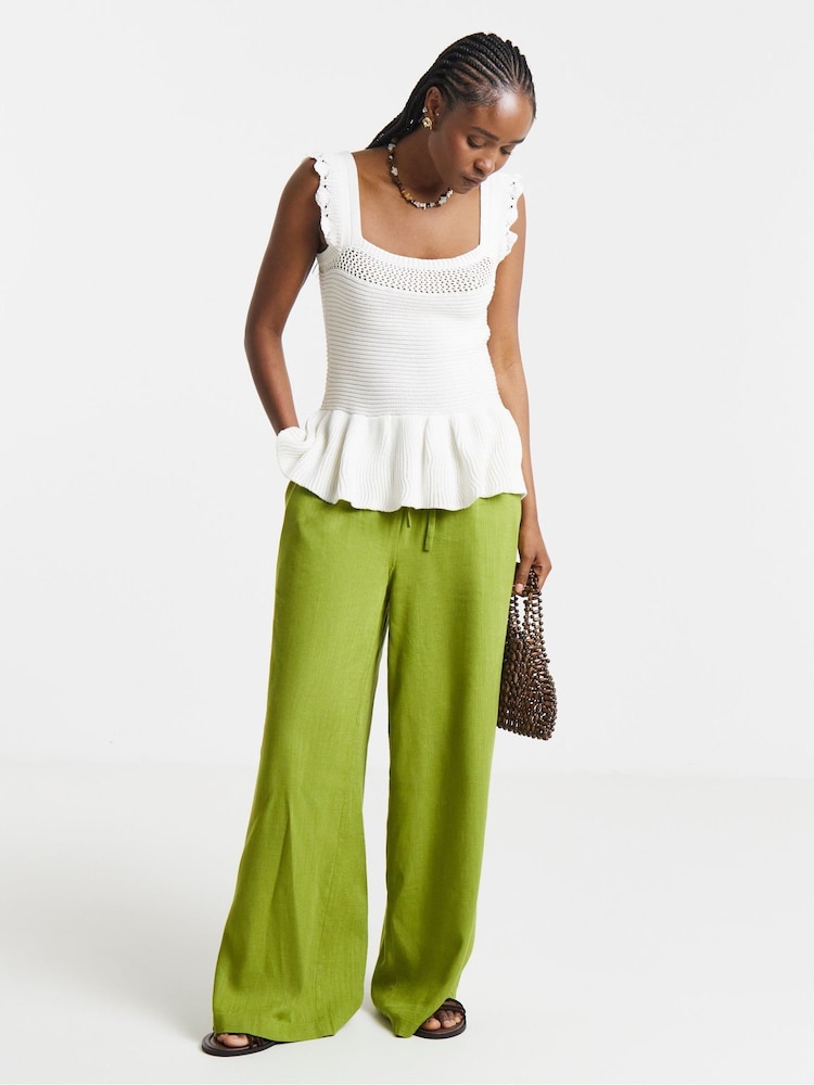 Simply Be Natural Knitted Peplum Crochet Vest - Image 1 of 4