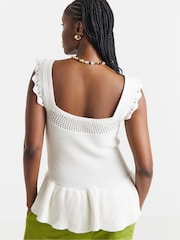 Simply Be Natural Knitted Peplum Crochet Vest - Image 2 of 4