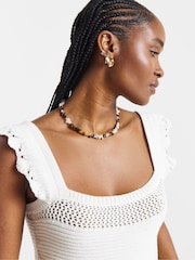 Simply Be Natural Knitted Peplum Crochet Vest - Image 4 of 4