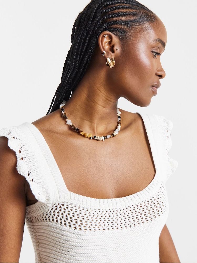 Simply Be Natural Knitted Peplum Crochet Vest - Image 4 of 4