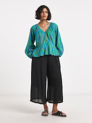 Simply Be Blue Multi Stripe Peplum Top - Image 3 of 4