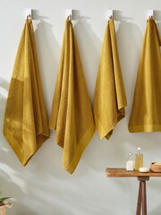 furn. 6 Piece Ochre Yellow Textured 100% Cotton Towel Bale - Image 2 of 4