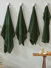 furn. 6 Piece Dark Green Textured 100% Cotton Towel Bale - Image 2 of 4