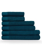 furn. 6 Piece Blue Textured 100% Cotton Towel Bale - Image 1 of 4