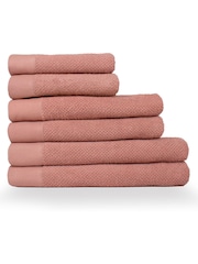 furn. 6 Piece Blush Pink Textured 100% Cotton Towel Bale - Image 1 of 4