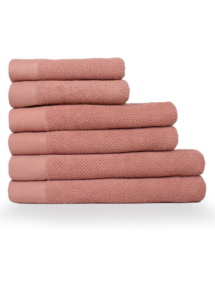 furn. 6 Piece Blush Pink Textured 100% Cotton Towel Bale - Image 1 of 4