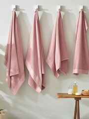 furn. 6 Piece Blush Pink Textured 100% Cotton Towel Bale - Image 2 of 4