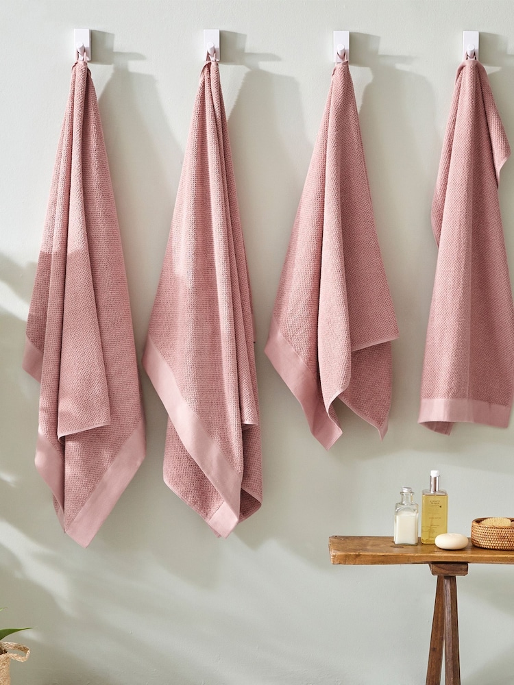 furn. 6 Piece Blush Pink Textured 100% Cotton Towel Bale - Image 2 of 4