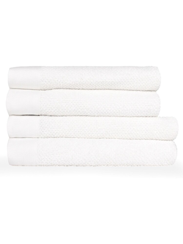 furn. 4 Piece White Textured 100% Cotton Towel Bale - Image 1 of 4