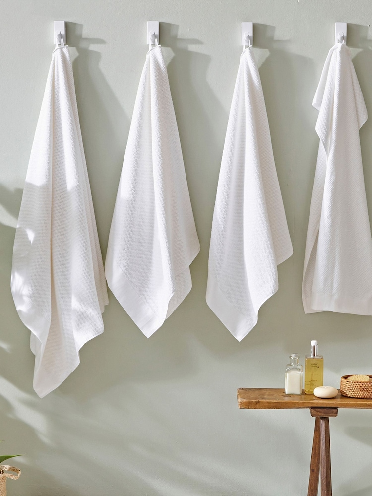 furn. 4 Piece White Textured 100% Cotton Towel Bale - Image 2 of 4
