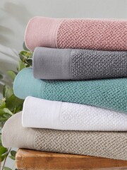 furn. 4 Piece White Textured 100% Cotton Towel Bale - Image 4 of 4