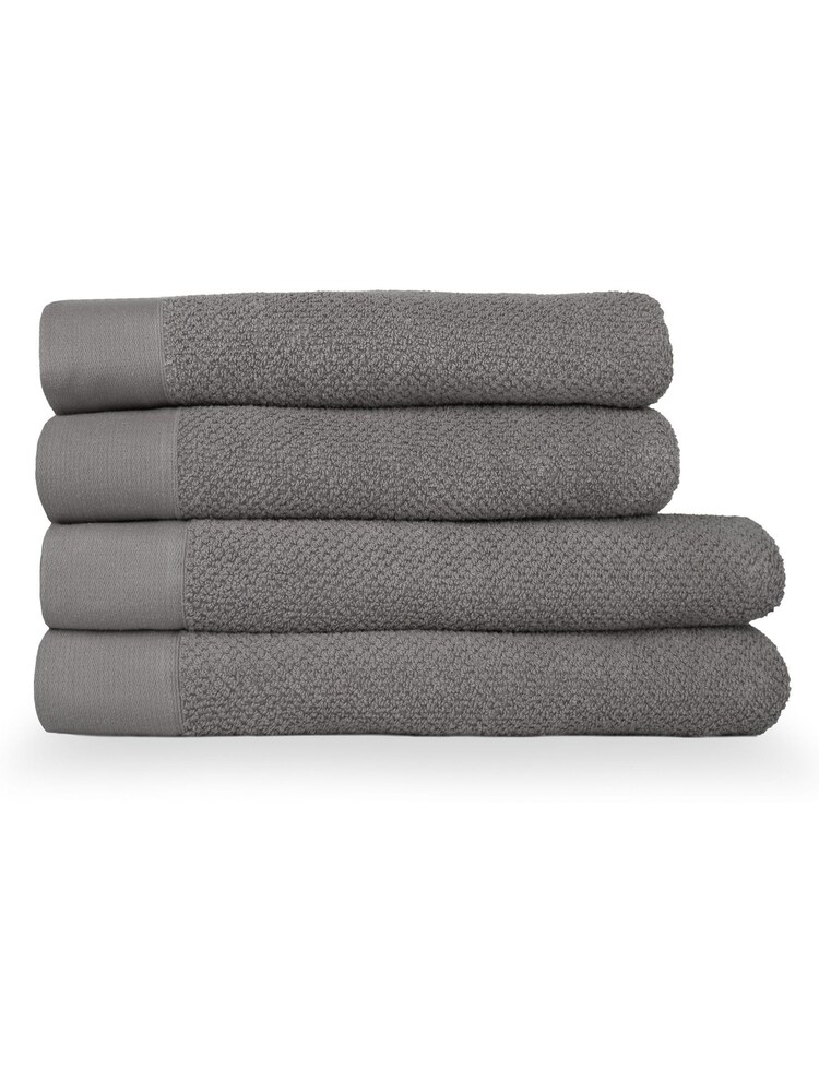 furn. 4 Piece Grey Textured 100% Cotton Towel Bale - Image 1 of 4