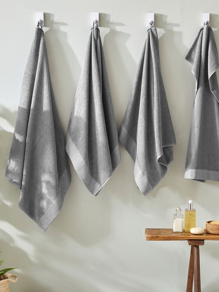 furn. 4 Piece Grey Textured 100% Cotton Towel Bale - Image 2 of 4