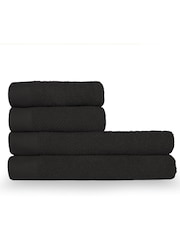 furn. 4 Piece Black Textured Bale 100% Cotton Towels - Image 1 of 4
