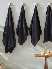 furn. 4 Piece Black Textured Bale 100% Cotton Towels - Image 2 of 4