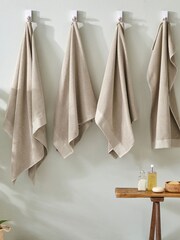 furn. 4 Piece Natural Textured 100% Cotton Bale Towels - Image 2 of 4