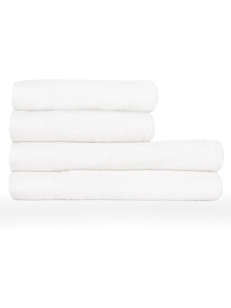 furn. 4 Piece White Textured 100% Cotton Bale Towels - Image 1 of 4