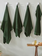 furn. 4 Piece Dark Green Textured 100% Cotton Bale Towels - Image 2 of 4