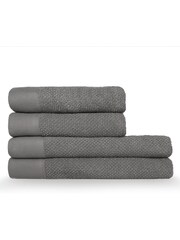 furn. 4 Piece Cool Grey Textured 100% Cotton Bale Towels - Image 1 of 4